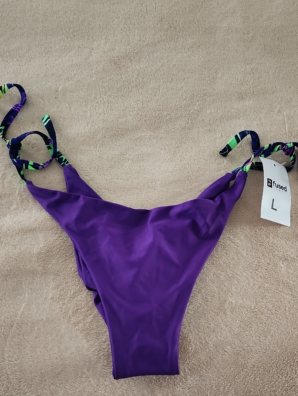 Fused Purple Tie-Side Bikini Bottom